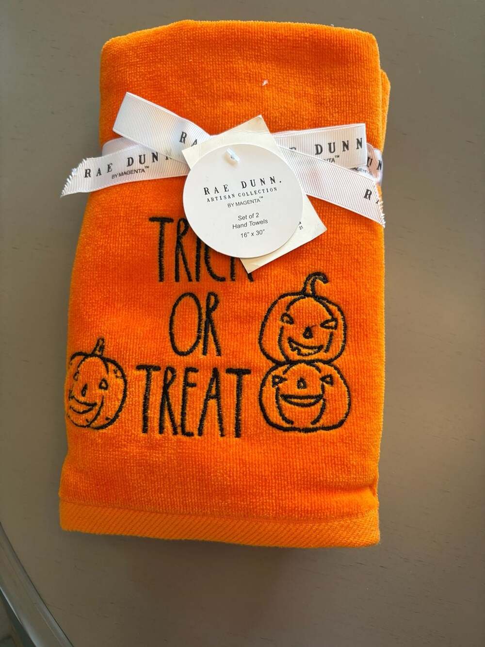 Rae Dunn Trick or Treat Halloween Hand Towels Set of 2